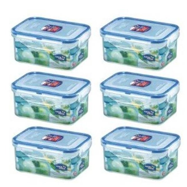 Lock & Lock Lock & Lock HPL811S6 20 oz Easy Essentials Rectangular Food Storage Container; Clear - Set of 6 HPL811S6